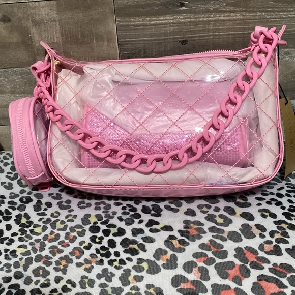 NEW Steve Madden Clear PINK Shoulder Handbag - Picture 2 of 5